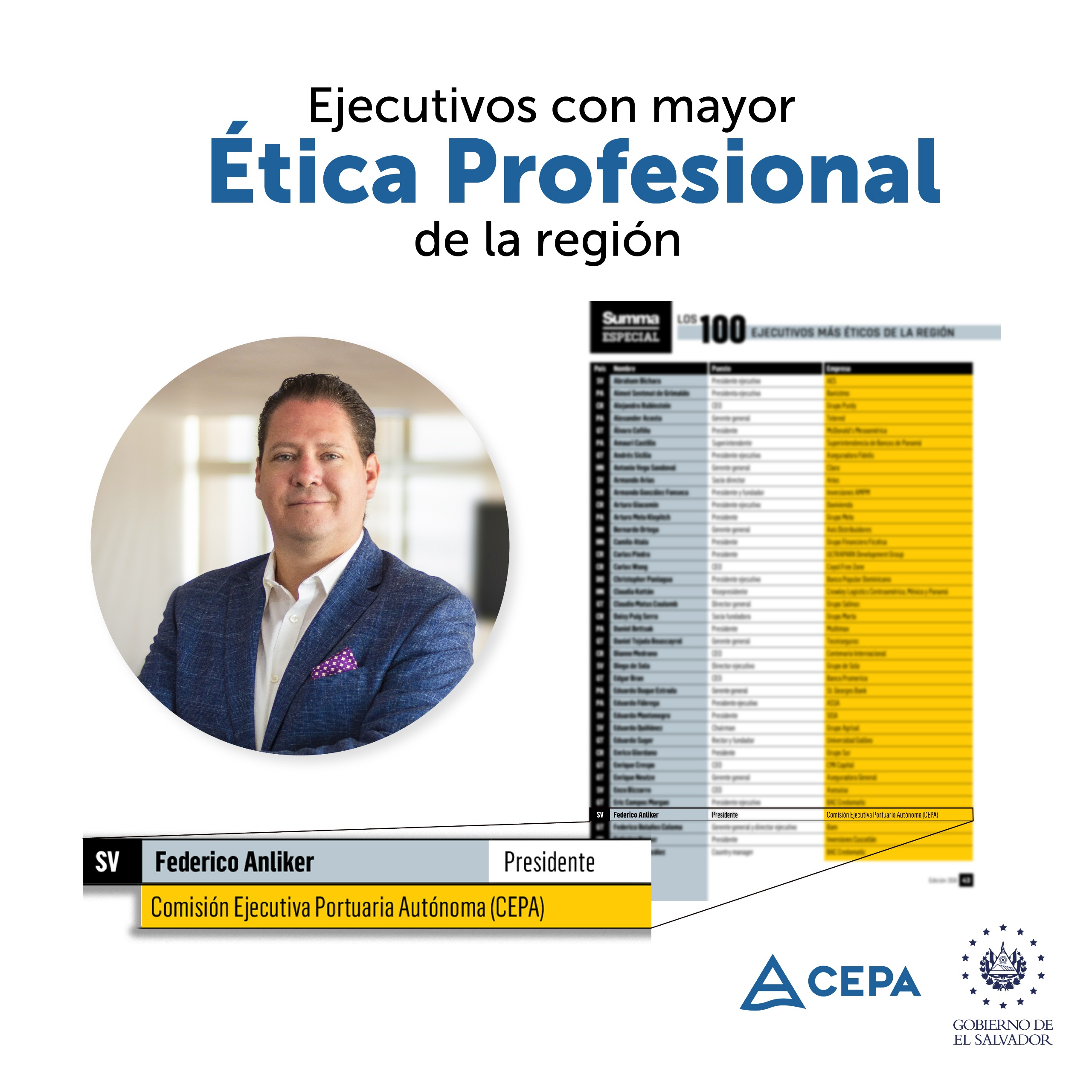 Reconocimiento SUMMA a presidente ANLIKER por etica profesional